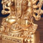 Brass Panchmukhi Hanuman Golden Statue | 8" x 6.5" x 2.6" (20.3 x 16.5 x 6.6 cm) | 2.12 kg Five-Faced Sacred Art | Meditation Murti